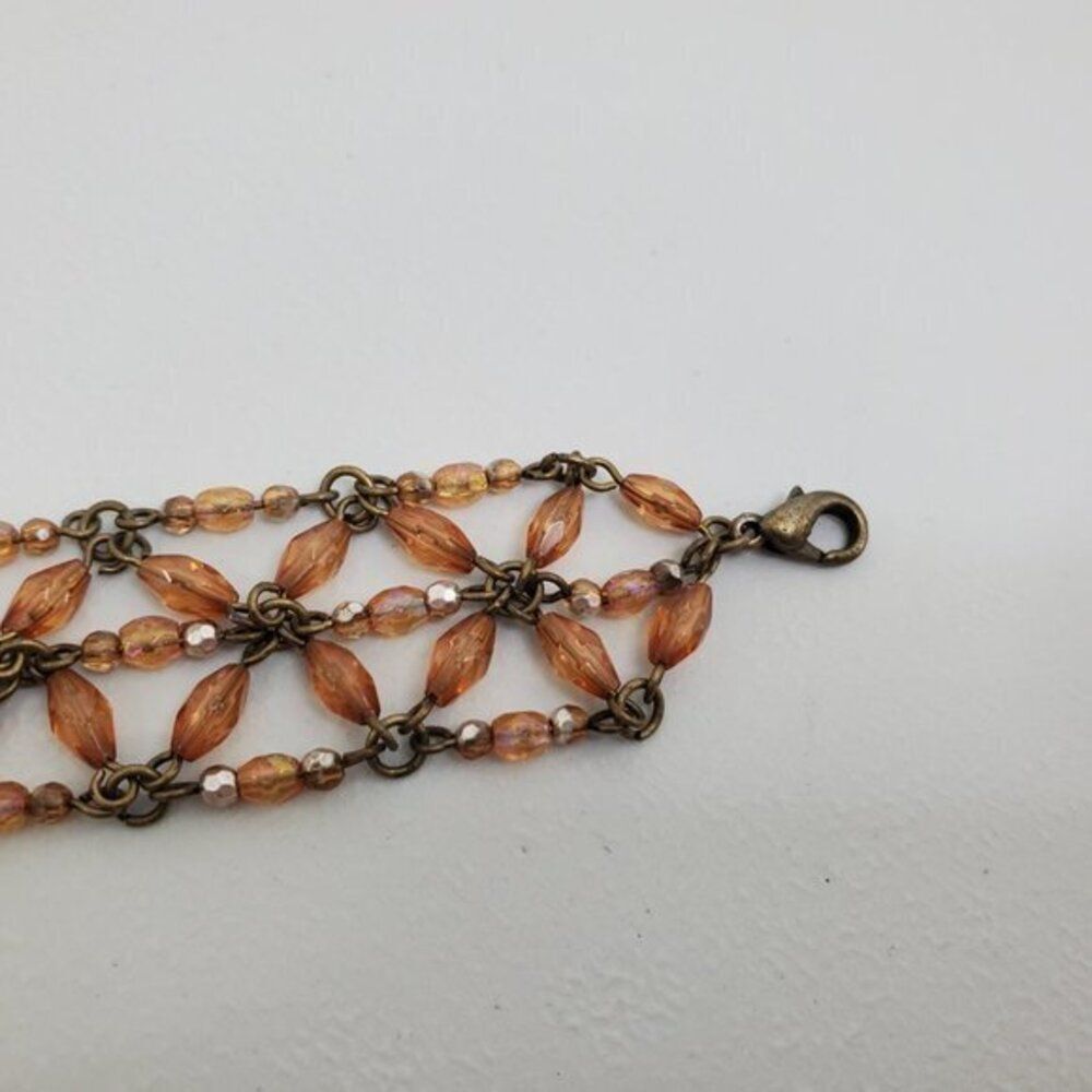 Beaded Bracelet Orange Brown Geometric Chain Geome‎ - Picture 4 of 5